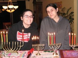 Sarah and Miriam Feingold at Chanukah