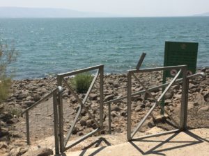 A gate to beach on the Kinneret at Kfar Nahum. Photo: Meir Bargeron
