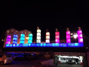 Hanukkah light installation in central Jerusalem. Photo: Joanne Loiben