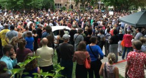 Thousands attend a July 7 rally at JJ Hill Montessori School in St. Paul.
