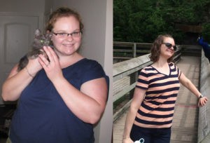 Before and after: The author at her heaviest (left) in 2011 and, at right, in 2015.