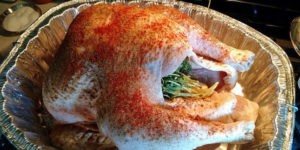 This turkey is just about ready to go into the oven.