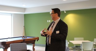 Scott Beckman from Urban Works Architecture, Cornerstone Creek's design firm, discusses building features on a tour of the facility.