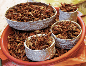 Chapulines are fried grasshoppers