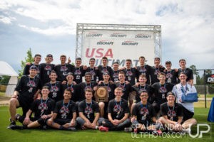 The entire Minnesota Grey Ducks team after becoming national champions at the championship tournament in Raleigh, North Carolina. (Photo courtesy of Wyatt Mekler)