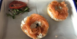 The everything bagel with cream cheese and lox at Meyvn.