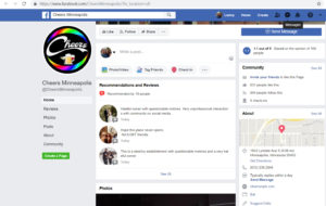 A screenshot of the Cheers Minneapolis Facebook page before it was deactivated.