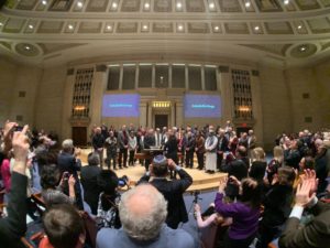 More than two dozen clergy from non-Jewish faiths were present to support the Jewish community at "Minnesota: No Hate. No Fear." at Temple Israel on Jan. 7, 2020.