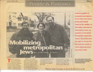 JCA Founders Steve Gray, Rachel Breen and Frank Hornstein in a Southwest Journal article in 1996.