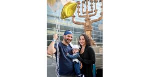 Charley Smith, his wife, Shaked, and their son, Adar, after Charley made aliyah last week.