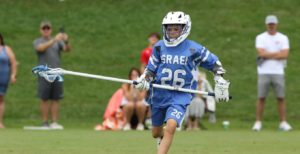 Oliver Brown plays for Israel in the U-13 Lacrosse World Series Championships in Maryland in July 2022 (Photo courtesy Brown Family).