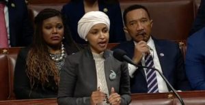 Rep. Ilhan Omar (DFL-MN) speaks to the House of Representatives on Feb. 2, 2023, prior to a vote that removed her from the House Foreign Affairs Committee. (C-SPAN screenshot).