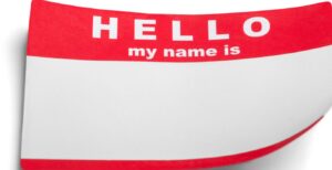 blank "hello my name is" tag