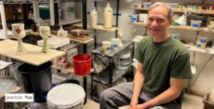 Phil Raskin in his basement studio.