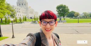 State Rep. Sandra Feist in front of the Minnesota Capitol.