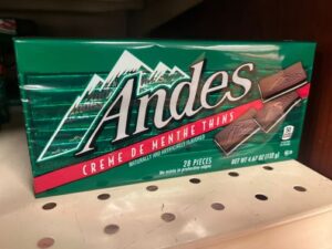 A box of Andes mints was in the room of the author's mom, which were the favorite of the author's grandmother.