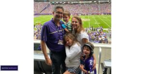 Minnesota Vikings COO Andrew Miller and his family at U.S. Bank Stadium.