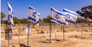 Memorials to the Oct. 7 victims at the Nova Music Festival site (Ethan Roberts/JCRC).