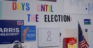 The election countdown board at the DFL's Bloomington office. (Lev Gringauz/TC Jewfolk)