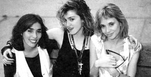 Director Susan Seidenfeld (left) with Madonna and Rosanna Arquette on the set of 'Desperately Seeking Susan.' (courtesy)