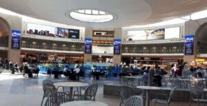 The rotunda in the departures area at Ben Gurion airport in Tel Aviv.