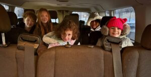 Students on the Gesher Express from St. Paul to Smith Jewish Academy. (Courtesy).