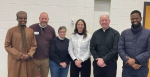 Rabbi Jill Avrin (third from right) with interfaith clergy representing Muslim, Catholic and Lutheran communities who participated in an interfaith "Love Your Neighbor" gathering at Gustavus Adolphus Lutheran Church on January 25. (Submitted)