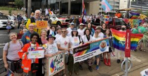 The J-Pride Group getting ready to walk in the 2026 Pride Parade. (Photos by Lonny Goldsmith/TC Jewfolk).