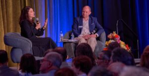 Author Sarah Hurwitz in conversation with JCRC Deputy Executive Director Ethan Roberts at the JCRC annual event (Darrell Owens Photography).