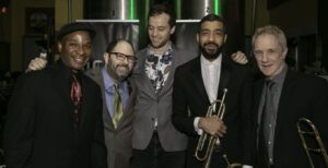 Pianist Dale Alexander, drummer Jesse Simon, bassist Ted Olsen, Omar Abdulkarim and trombonist Jeff Rinear.