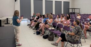 Brenda Ganot welcomes the Minneapolis Mifgash to the Katzir School in Rehovot, Israel.